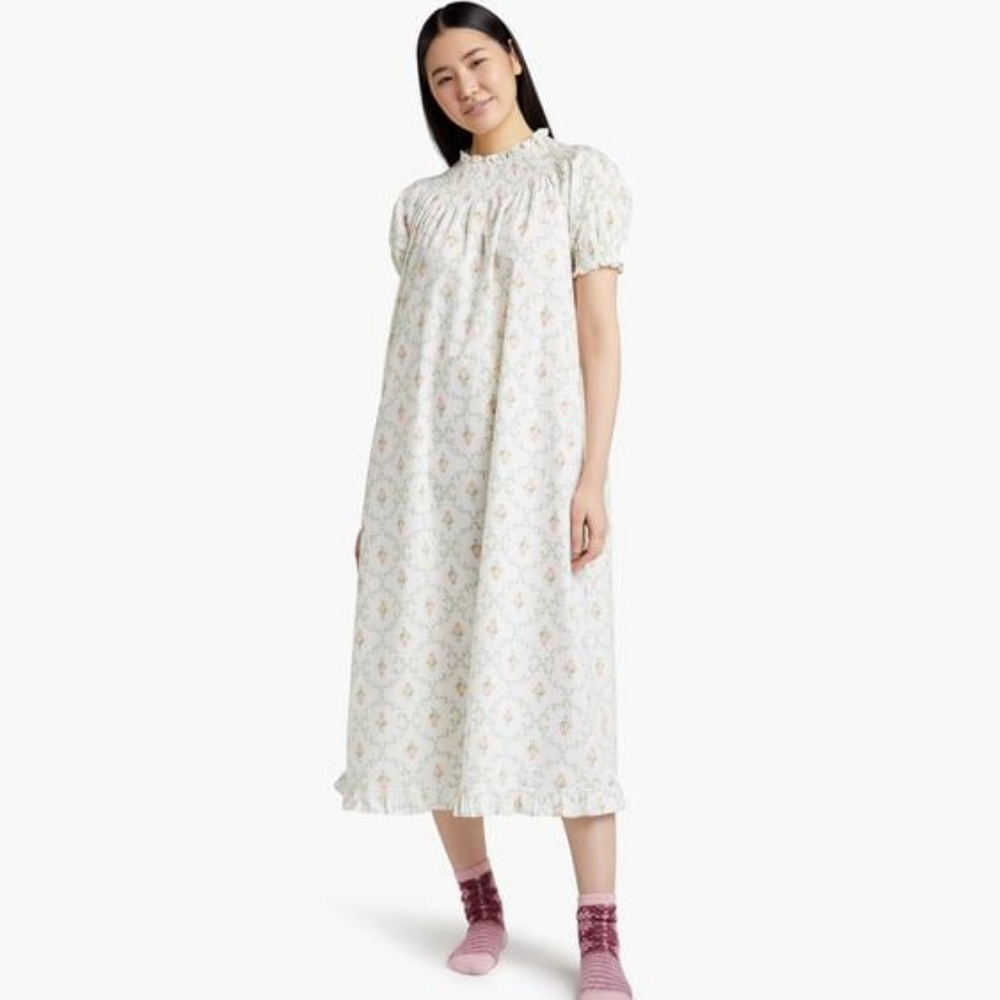 Hill House Home Caroline Nap Dress Pastel Trellis Size Small (S)